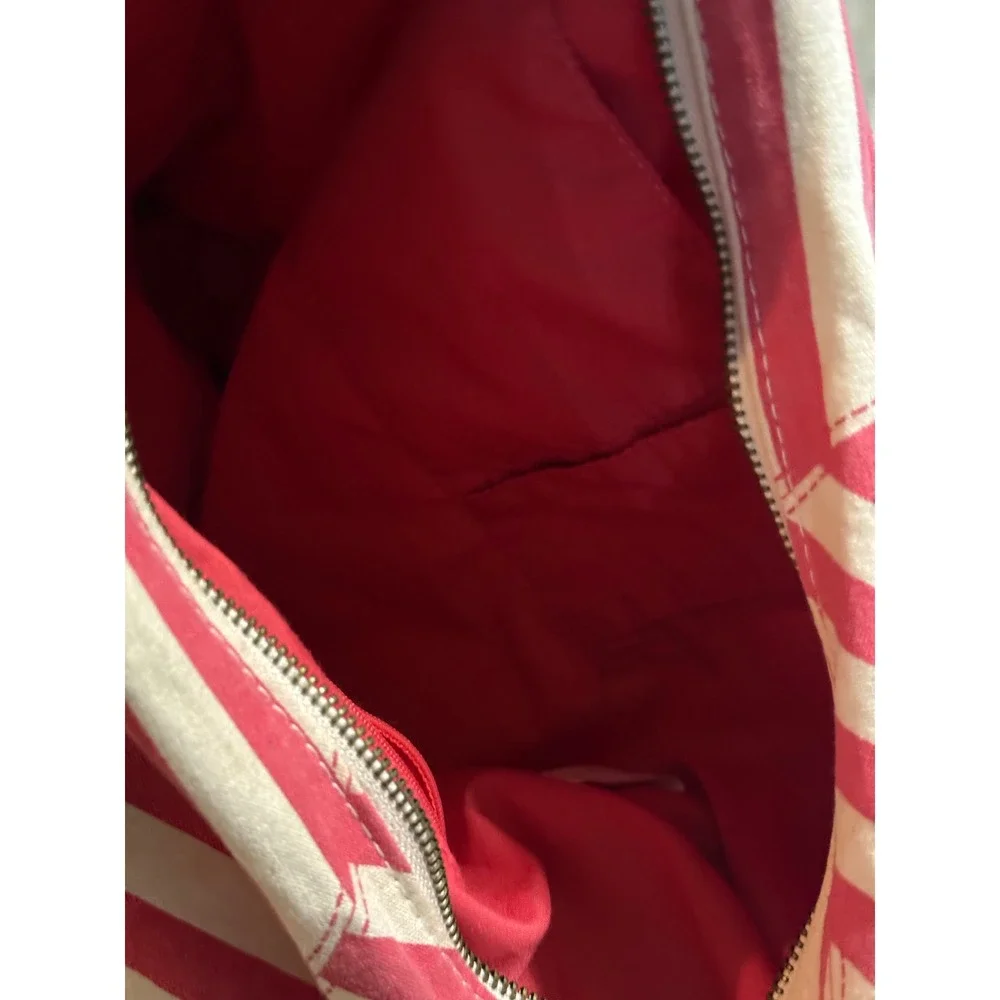 Y2K Roxy Red White Stripe Canvas Hobo Shoulder Bag Purse - Picture 3 of 7